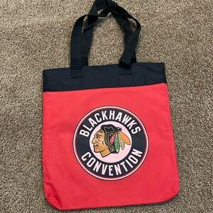 Blackhawks Convention Red/Black Canvas Logo Shopping Gym Bag 13"x15"x1" NHL